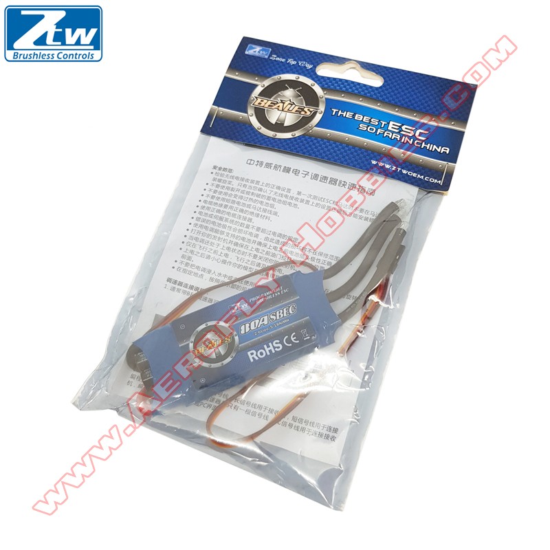 ZTW Beatles 80A Brushless ESC Electronic Speed Controller with 5.5V/3A Switch BEC output for rc airplane which from 2-6S LIPO or any other Industry DIY project ZTW Beatles 80A Brushless ESC Electronic Speed Controller with 5.5V/3A Switch BEC output for rc airplane which from 2-6S LIPO or any other Industry DIY project